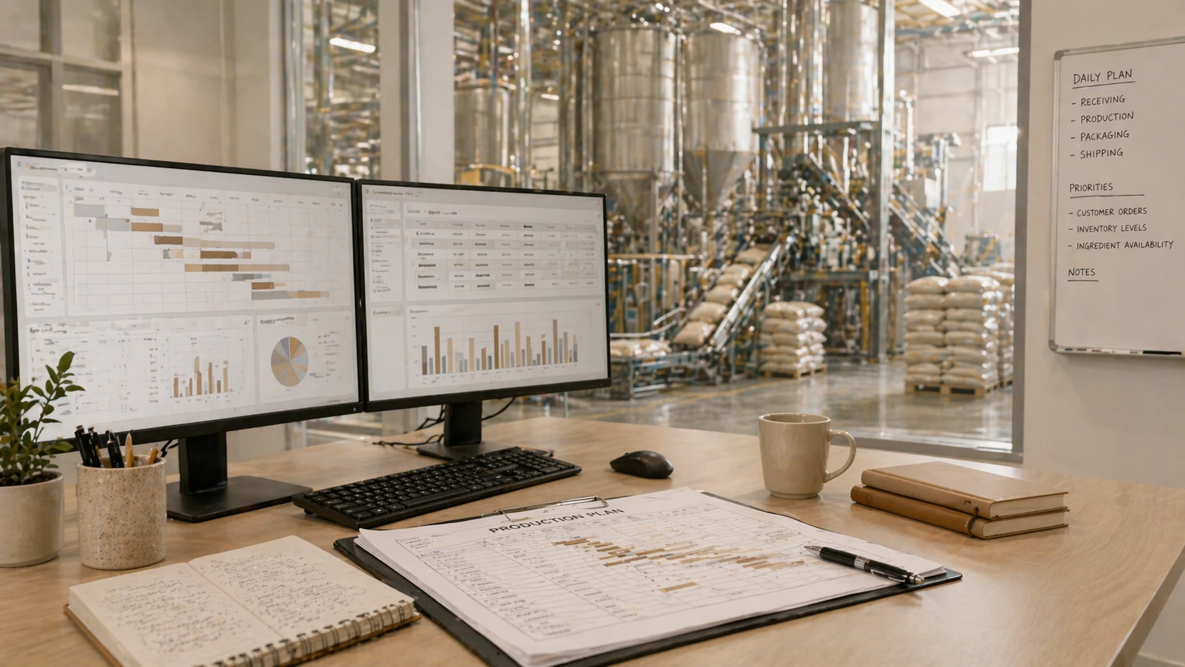 Feed mill production planning workspace