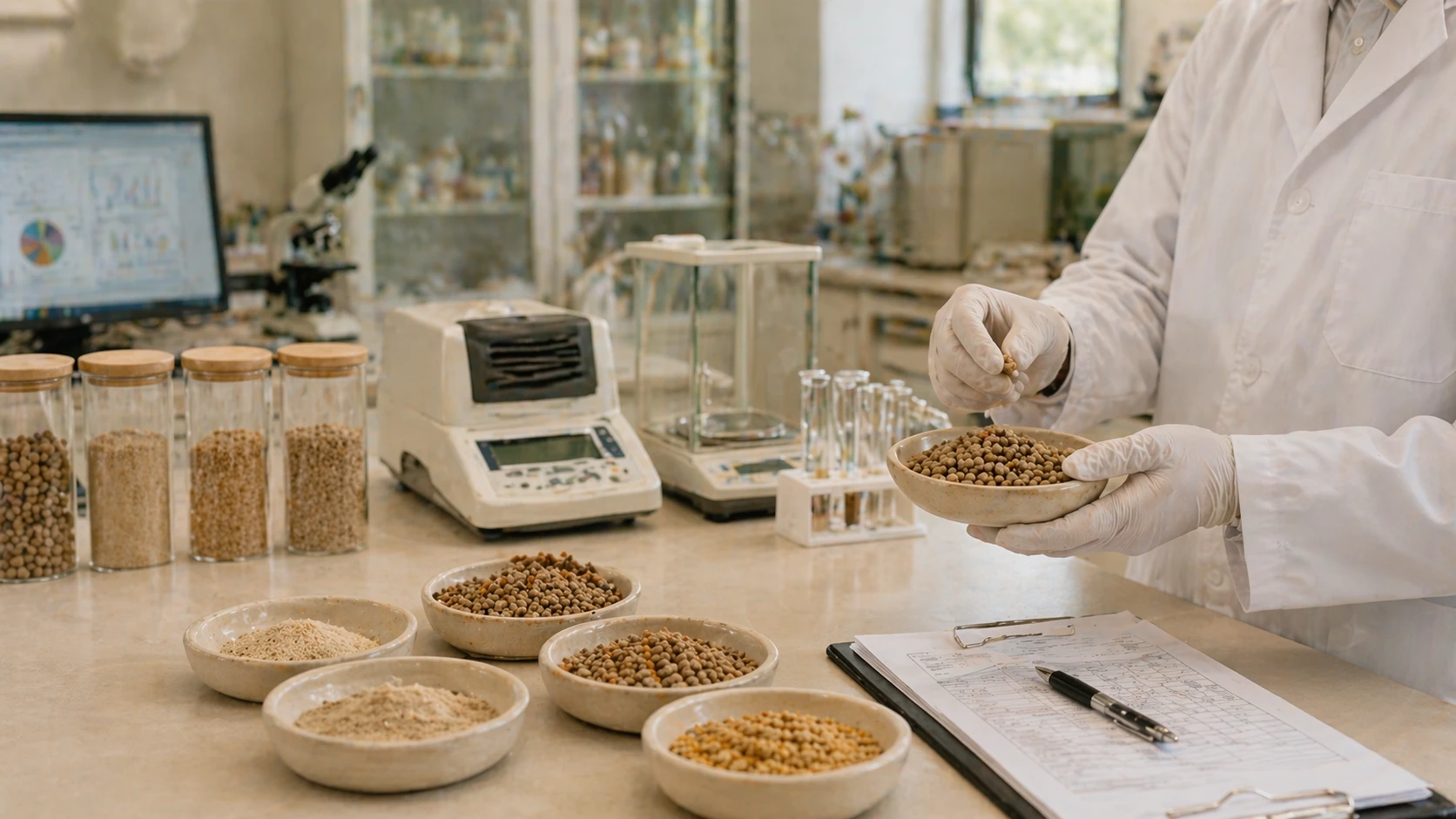 Quality control records for feed and pet food production with samples and batch evidence.